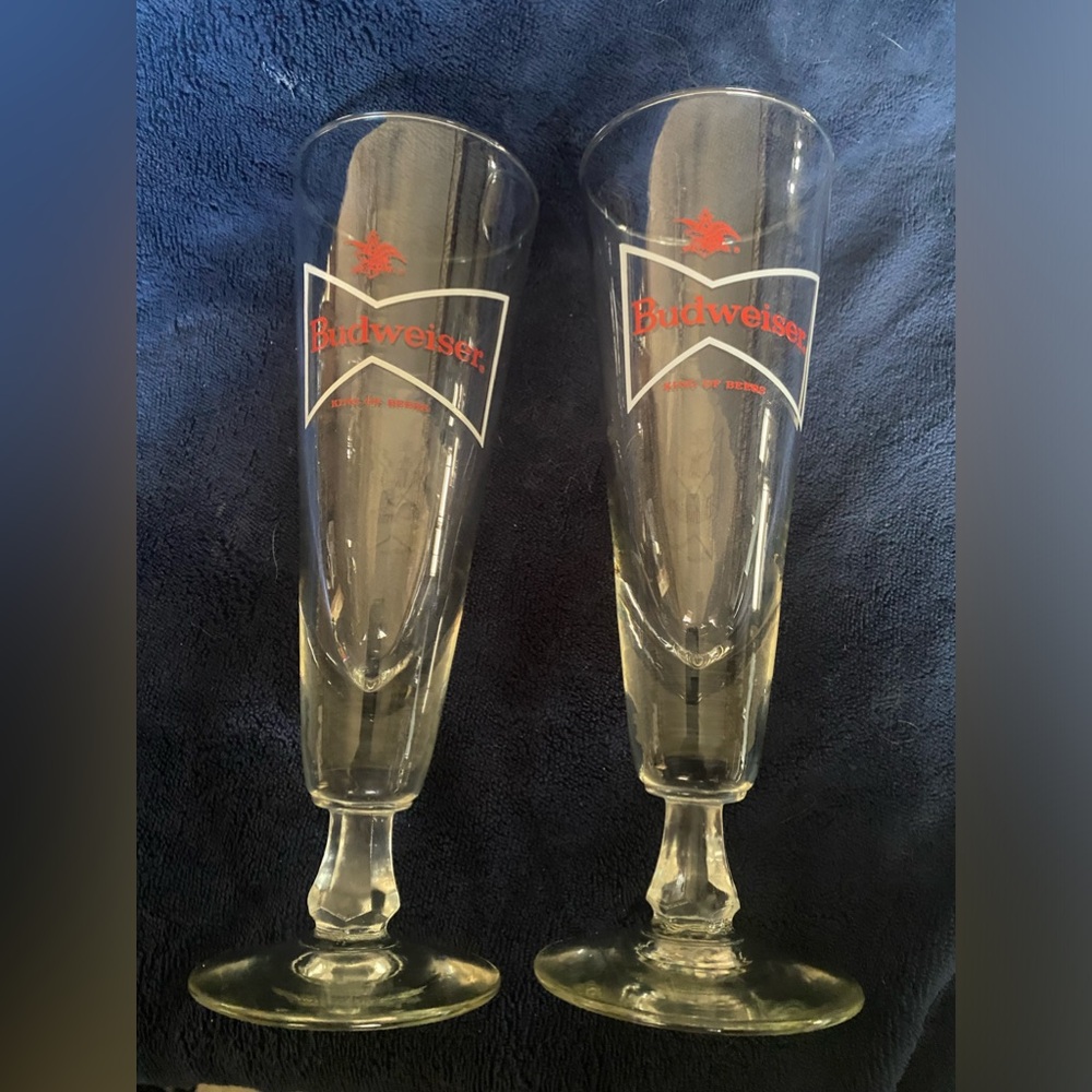 2 Vintage Budweiser fluted glasses